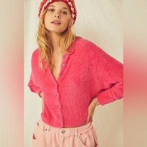 “One Allegra” Free People Cardi in Hot Pink